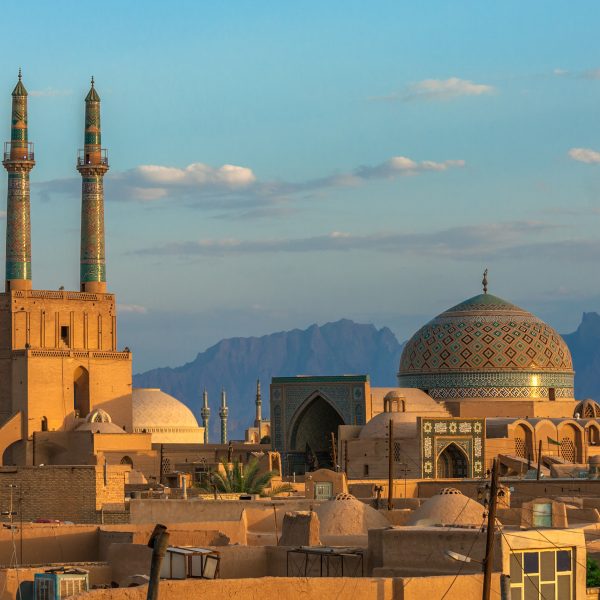 Sunset over ancient city of Yazd, Iran